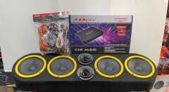 BM AUDİO 16 CM MİDRANGE 650 WATT X 2 TAKIM AUDİOMAX 600 WATT DOME TİZ ADS 3000 WAT 4 KANAL AMFİ KABLO TAKIMI PANDİZOT