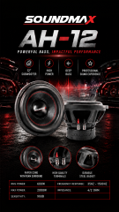 SOUNDMAX SX-AH12 30 CM SUBWOOFER BAS 4 OHM 2000 WATT MAXİMUM POWER ÇİFT BOBİNLİ