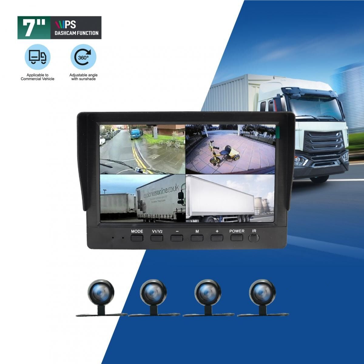 NEWFRON NF-DV750 7'' KAYITLI MONİTÖR + 4 KAMERALI OKUL SERVİS KAYIT CİHAZI 4'E BÖLÜNEBİLEN EKRAN