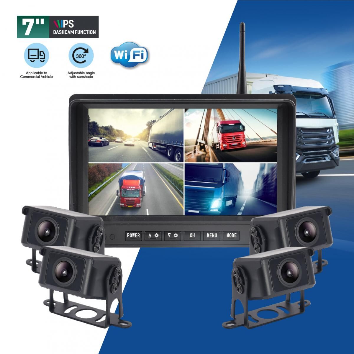 NEWFRON DW-105 7'' KABLOSUZ KAYITLI MONİTÖR + 4 KABLOSUZ KAMERA WİRELESS OKUL SERVİS KAYIT DVR CİHAZI