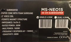 MASSİVE MS-NEO15 38 CM SUBWOOFER BAS 1800 WATT MAXİMUM POWER