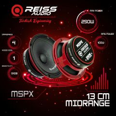 REİSS AUDİO RS-M5PX 13 CM MİDRANGE 250 WATT MAXİMUM POWER 100 WATT RMS POWER