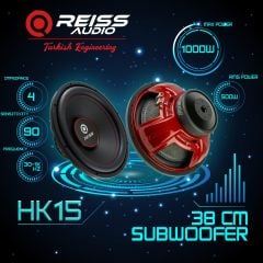 REISS AUDİO RS-HK15.D4 38 CM SUBWOOFER BAS 2000 WATT MAXİMUM POWER ÇİFT BOBİN DUAL 500 WATT RMS POWER