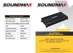 SOUNDMAX SX-LM5065.5 5 KANAL HYBRİD AMFİ 4 OHM 4X65 WAT+350 WATT RMS POWER  BAS KONTROL APARATI İLE BİRLİKTE
